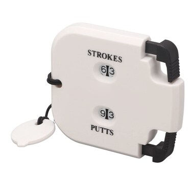 equlup Golf Score Counter, 0-99 2-Players Stroke Counter Mini Scoreboard Plastic Stroke Putts Counting Clicker Golf Score Indicator (White Body Black Press)