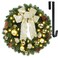 Hausse 15" Lighted Christmas Wreath with Metal Hanger, Pre-lit Xmas Wreath with Golden Bow &amp; Balls, 8 Modes &amp; Timer, Battery Operated with 40 Lights, for Front Door Gate Wall Xmas Party Decorations