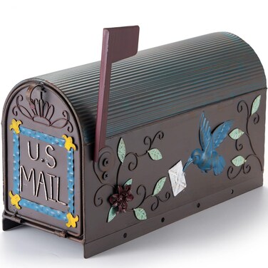 Heavy Duty Mailboxes for Outside, Post Mount Mailbox,Decorative Mailboxes Outside Courtyard Garden (Rusty-Bird)