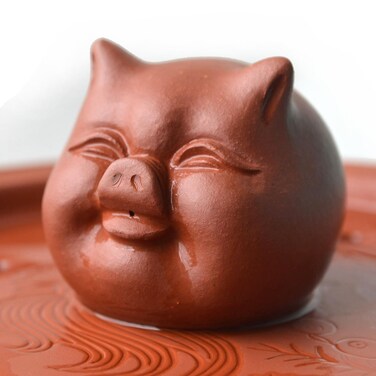 Smiling Pig Red Zisha Decoration Kungfu Tea Tray Health Good Luck Fengshui Gift