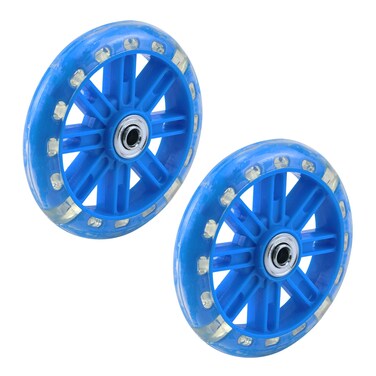 KUMGROT 1 Pair Training Wheels Flash Bikes Training Wheels PVC Mute Multicolored LED light Training Wheels Replacement Wheels for 12-20 Inch Bikes (Blue)