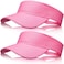 Yahenda 2 Pcs Pink Long Brim Sun Visors for Women Adjustable Sports Sweatband Athletic Visor Hat for Tennis Outdoor Sports Golf