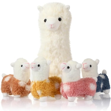 Civaner Valentine's Day Gift Llama Stuffed Animal with 4 Baby Llama Cute Alpaca Plush Set Kawaii Llama Soft Pillow Party Favor for Kids Girl Mardi Gras Easter Birthday Anniversary Student Home Decor