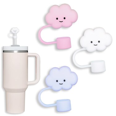 3 Pack Compatible with Stanley 30&amp;40 Oz Tumbler, 10mm Cloud Shape Straw Covers Cover, Cute Silicone Cloud Straw Covers, Straw Protectors, Soft Silicone for 10mm Straws