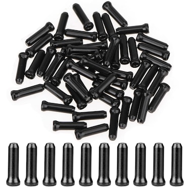 50pcs Bike Cable End Caps, Black Bicycle Cable Ends Crimps, Bike Brake Cable End Caps Bike Brake Cable End Tips Cycling Caps Shifter Inner Cable Tips Wire End Cap Crimps for Road Mountain Bicycle