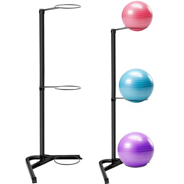 Blulu Yoga Ball Holder Stability Ball Rack Vertical Exercise Ball Stand Gym Ball Storage with Tubular Steel Frame for Home Commercial Gym Studios, Holds 3 Stability Balls