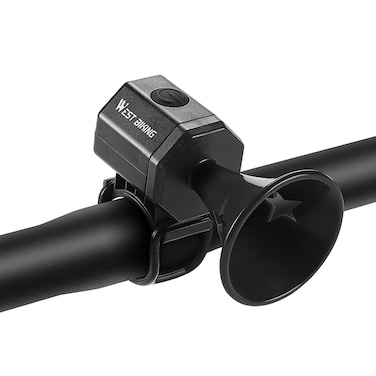 LESOVI Electric Bike Horn 125 db Cycling Bicycle Scooter Horn 6 Sound Modes with Rechargeable Battery Waterproof Bicycle Accessories for Kids Boys Adults Mountain Bike Bells Whistle (Black)
