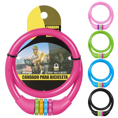 Ainiv Bike Lock, 25 inch Bike Lock Cable, Portable Anti Theft 4 Digits Codes Cable Locks, Resettable Combinations Coiling Bicycle Lock for Bike, Motorbike, Scooter, Skateboard, Gate, Fence (Pink)