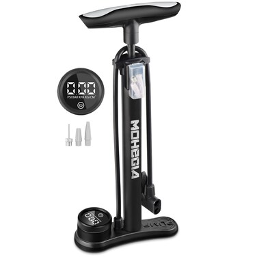 MOHEGIA Bike Floor Pump with Gauge,Air Bicycle Pump Inflator with High Pressure 160 PSI,Fits Schrader and Presta Valve