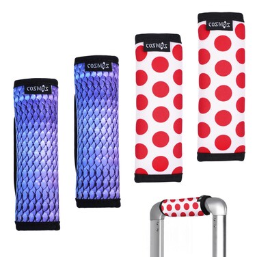Cosmos 4 Pcs Luggage Handle Wraps Soft Neoprene Grip Handle Cover Detachable Luggage Identifier for Luggage Suitcase Travel Bag Trolley Case Travel Accessories