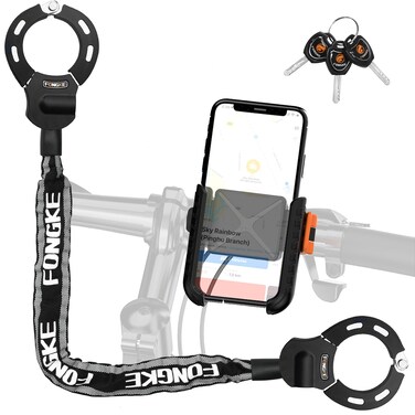 Scooter Lock Anti Theft, Electric Scooter Locks &amp; Phone Holder, Bike Locks Heavy Duty, Security Chain for E Scooter Segway Ninebot, Xiaomi, NIU and Other Electric Scooters&hellip;