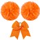 Hanaive 3 Pcs Cheerleading Pom Poms and Large Cheerleader Hair Bow Metallic Cheer Pom Poms for Team Spirit Sports Dance Cheering(Orange,Matte)