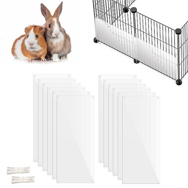Oncpcare 12 Pack Pet Plastic Cage Liner Protection 14'' x 6'' Rabbit Cage Urine Guard Clear Cage Edge Liner Guinea Pig Side Lining Small Animal Cage Accessories - Keep Litter in The Cage