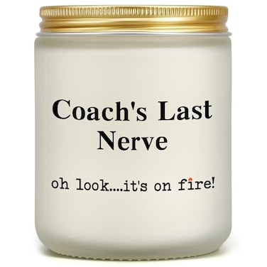 Coach Gifts for Men Women, Coach's Last Nerve Candle, Appreciation Gift for Baseball Softball Coach, Best Gift for Cheer Volleyball Swim Tennis Soccer Track Dance Coach, Funny Thank You Coach Present