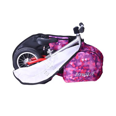 INWILD Kids Balance Bike Bag, Under 12 "Balance Bike Storage And Carrying Bag Universal Outdoor Sports Bag, Can Carry Bicycle, Helmet, Water Cup, Protective Gear And Sporting Goods (Pink Heart)