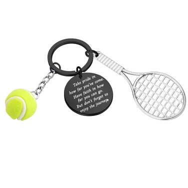 BNQL Tennis Keychain Gifts for Tennis Players Tennis Team Gifts for Tennis Lover Tennis Balls Keychain (black)