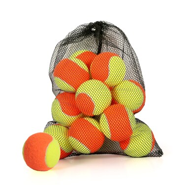 MRYCZ FYRHD 12 Pack Tennis Balls for Kids 50% Low Compression Stage Tennis Ball for Beginners Youth Kids Training Practicing with Mesh Bag Easy to Transport, Yellow &amp; Orange