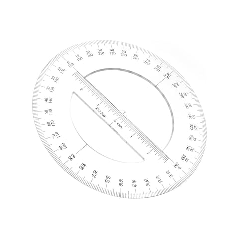 Hegebeck 360 Degree Clear Protractor 20cm/8 Inch Diameter Plastic Math Protractors Circle Protractors Mathematical Tool for Angle Measurement