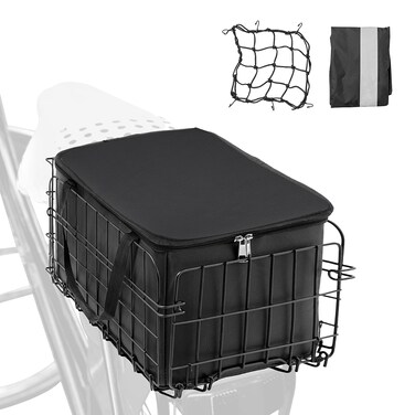 ATCWF Bike Rear Basket Folding Bike Rack Basket with Removable Liner Bag and Quick Release Design Bicycle Bike Basket for Adult Carring Dogs,Pets,Cargo