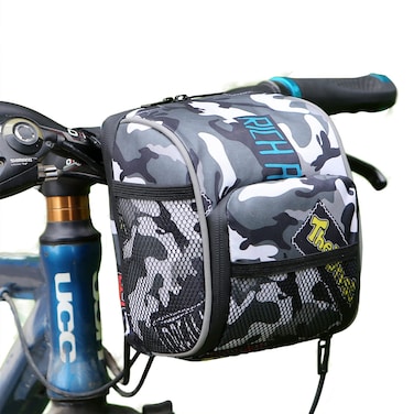 Zkixuiwi Kids Bike Basket Bicycle Handlebar Bag Organizer, Camouflage Front Bike Decoration Accessory for Adults &amp; Childs, Cool Boys &amp; Girls Bike Bag Fits for Balance Bike, Tricycle, Scooter