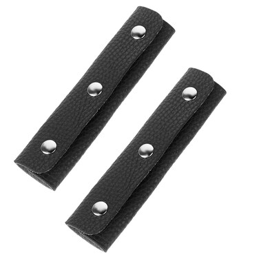 2 Pieces Leather Luggage Handle Wraps Covers PU Handbag Grip Cover Protector Soft Purse Strap Cover Pad with Brass Clasps for Wallet Tote Bag Suitcase Travel Bag, Black