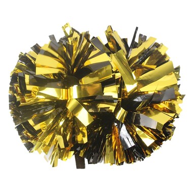 Hooshing 2PCS Pom Poms Cheerleading Black and Gold Professional Cheer Pom Poms with Baton Handle for Cheer Squad Team Sports Spirited Party Dance Training