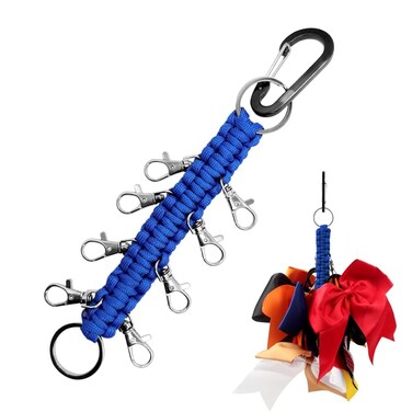 Hooshing 2PCS Cheer Bows Holders Handmade Paracord Keychain Cheer Bow Accessories for Teen Girls High School Sports Cheerleading, Royal Blue