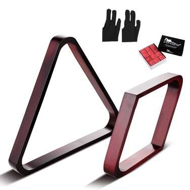 HMQQ Solid Wood Billiard 8-Ball Triangle / 9-Ball Diamond Pool Ball Racks for 2-1/4" Pool Balls (Mahogany)