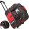 Kioqiear Double Roller 2 Ball Bowling Bag with Large Separate Shoe Compartment and Oversized Accessory Pocket, 36" Extendable Handle. (RED)