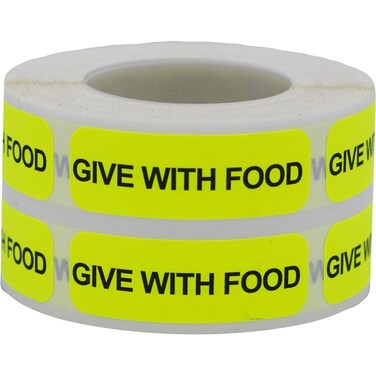 Give with Food Veterinary Medical Healthcare Labels .5 x 1.5 Inch 500 Total Stickers