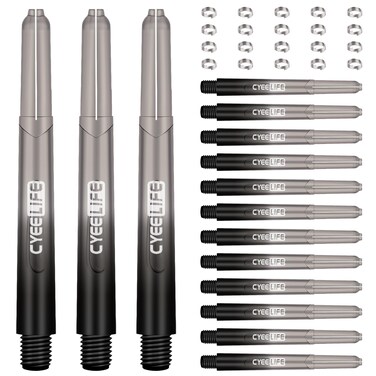 CyeeLife PC Dart Shafts - 5 Sets per Pack (15 shafts in Total) with 20pcs Spring O Rings (Black)
