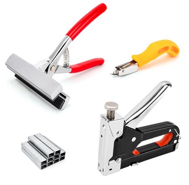 Heavy Duty Canvas Pliers and Staple Remover Set, Stainless Steel Anti-Corrosion Canvas Stretching Pliers Stretcher with Spring Return Handle 4-3/4" Wide Grip for Canvas Stretching Bars Oil Painting