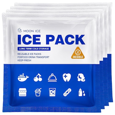 Blue Ice Packs for Coolers, Shipping and Lunch Box   Cold for Up to 48 Hours   Slim Size Long-Lasting Reusable Ice Pack   Gel Freezer Packs for Camping, Beach, Fishing, Shipping Food (4" X 4" 24pcs)