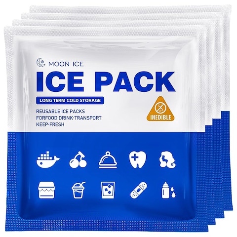 Blue Ice Packs for Coolers, Shipping and Lunch Box   Cold for Up to 48 Hours   Slim Size Long-Lasting Reusable Ice Pack   Gel Freezer Packs for Camping, Beach, Fishing, Shipping Food (4&quot; X 4&quot; 24pcs)