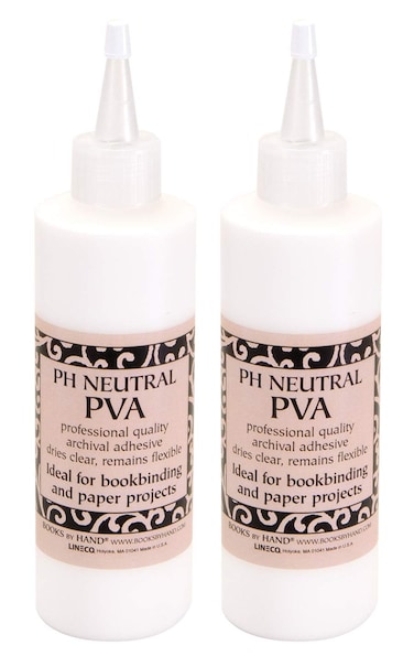 Books By Hand, PH Neutral PVA Adhesive, Acid-Free, Water-Soluble, Dries Clear, Archival Quality Glue Formula, for Bookbinding, Book Repair, Framing, Collages, Paper Art and Crafts, 8 Ounce, Pack of 2