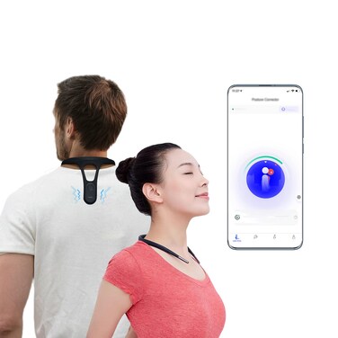 hipee P1 Smart Posture Trainer &amp; Corrector, Control with App, Check Posture in Real Time, Strapless, Boost Health &amp; Temperament (Black)