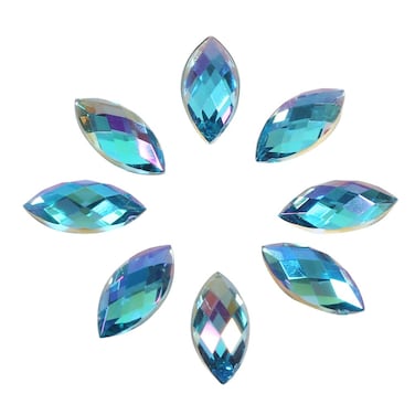 500Pcs Horse Eye Shape Crystal Clear Glass Rhinestones Eye Shaped Beads Flat Back Without Hole(Dark Blue)