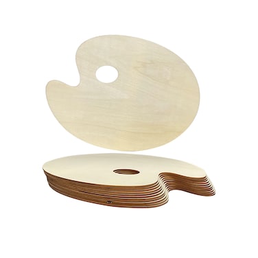 12 Pack Unfinished Wood Palette 12 x 9 inch Wooden Oval Painting Palette for Crafts