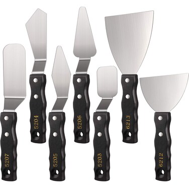 7 Pieces Large Painting Knives Stainless Steel Spatula Palette Knife Painting Mixing Scrapers Oil Painting Accessories Pallet Knife Set for Color Mixing Acrylic Mixing Supplies
