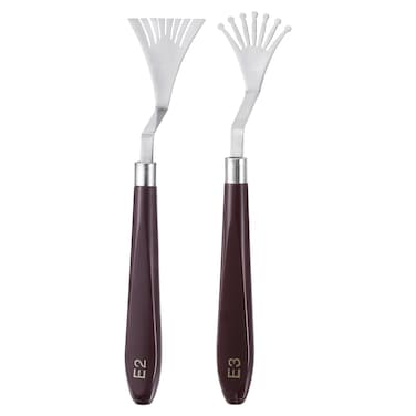 HARFINGTON 2pcs E2 E3 Painting Palette Knife Set Stainless Steel Art Spatula Painting Pallet Knives Scrapers Tools with Plastic Handle for Acrylic Oil Canvas Mixing Spreading