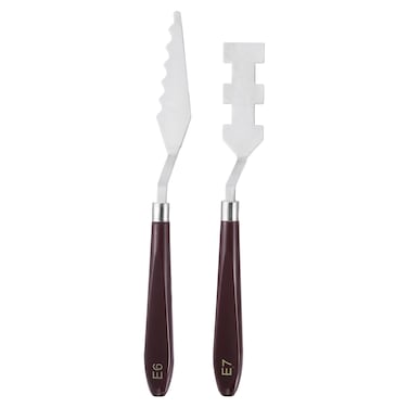 HARFINGTON 2pcs E6 E7 Painting Palette Knife Set Stainless Steel Art Spatula Painting Pallet Knives Scrapers Tools with Plastic Handle for Acrylic Oil Canvas Mixing Spreading