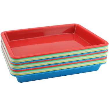 HEIHAK 15 Pack Plastic Art Trays, Multicolor Activity Organizer Serving Tray,Art and Crafts Organizer Tray for DIY Projects,Beads,Painting,Jewelry
