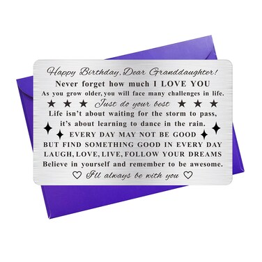 MXRSDF Granddaughter Birthday Card, Granddaughter Bday Gift, Engraved Wallet Card