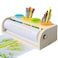 Wooden Tabletop Paper Roll Dispenser with Paper Roll 11.4inx98.4ft and Pencil Cups Craft Paper Roll Holder Art Paper Roll Dispenser for Kids Desktop Easel for Drawing