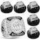 Trnayi 6 Pack Fantasy Football Ring Football Champion Rings Size 11 Football Champion Trophy Rings Sport Award Gift with Display Stand Box Neck Chain for Football Tournament League Winner(Silver)