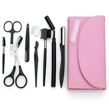 Eyebrow Grooming Kit- The Eyebrow Treatment Kit includes: Tweezers, Brow Pencil, Comb, Razor, Brush and Scissors for Perfect Eyebrow Care