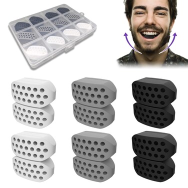 12PCS Adjustable Resistance Rubber Jaw Exerciser for Strength Training of Face, Neck, and Jawline