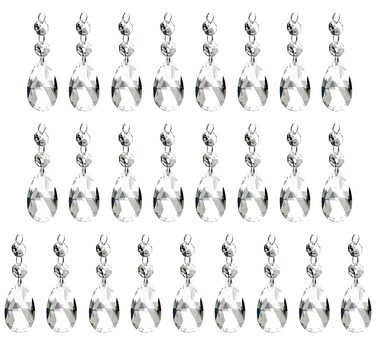 Foraineam Pack of 25 Chandelier Crystals 2 Inch (50mm) Clear Teardrop Chandelier Crystal Pendants Beads