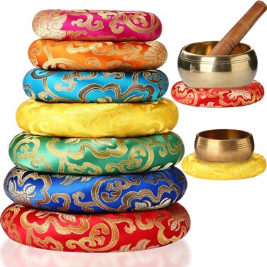 Barydat 7 Pieces Silk Singing Bowl Cushion Set Cushion O Ring Cushion Pillow Tibetan Sound Bowls Sound Bowls for 6-12 Inch Crystal Sing Bowl,7 Sizes