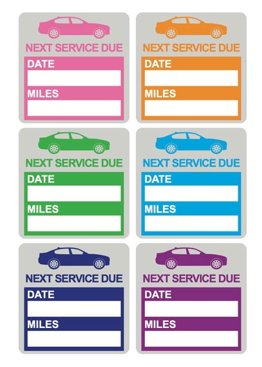 2x2 inch Oil Change Stickers 60 Labels Oil Change Service Reminder Static Cling Stickers 6 Colors